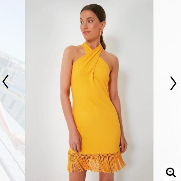 saylor leyna orange crossed halter neck keyhole fringe mini dress size small new - Picture 1 of 15